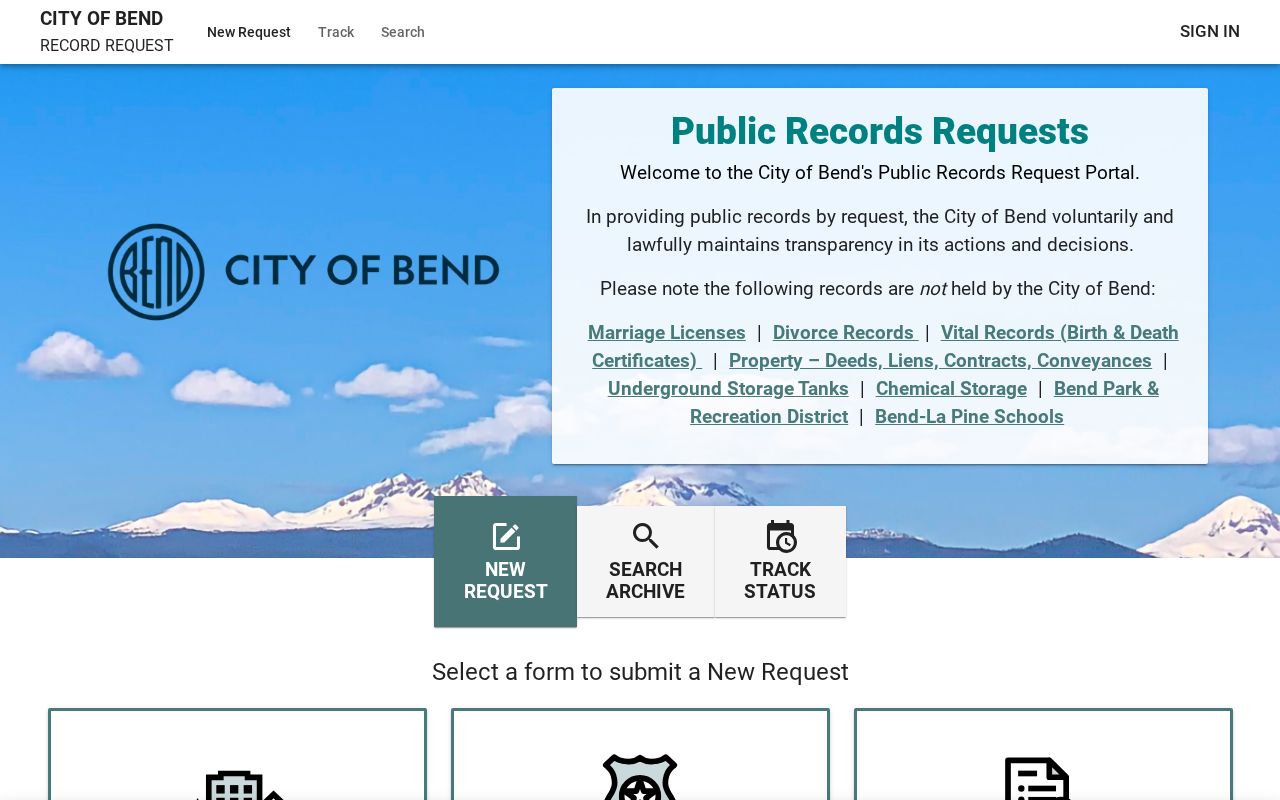 Bend residents directory public records request portal