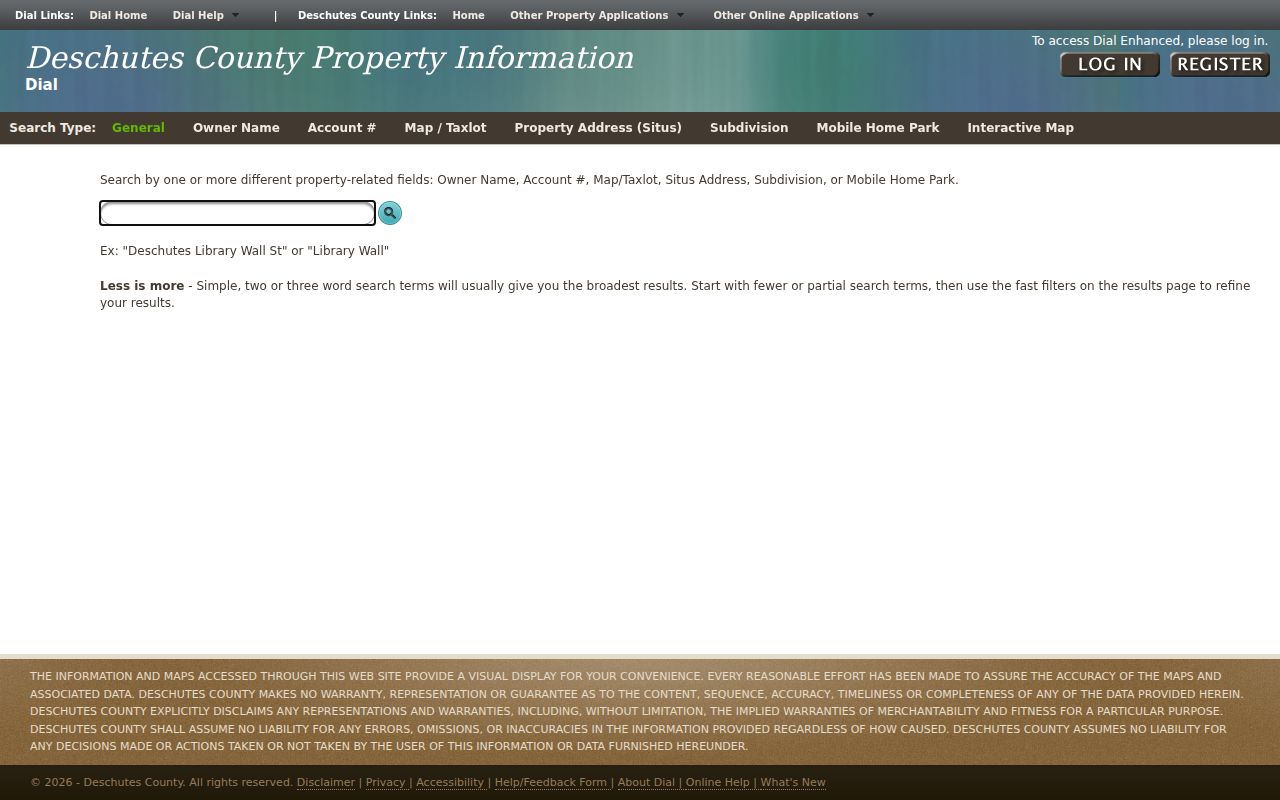 Bend residents directory DIAL property search tabs
