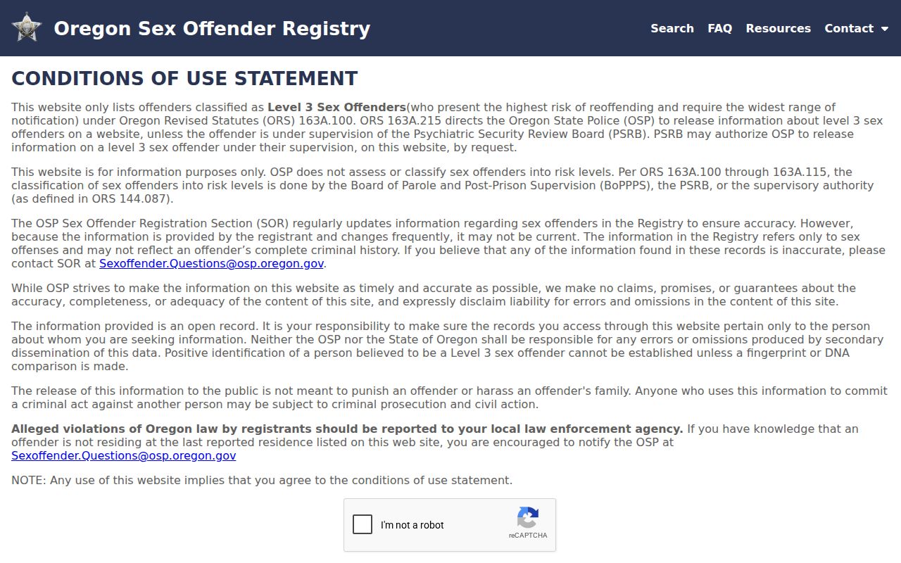 Bend residents directory Oregon public safety registry search